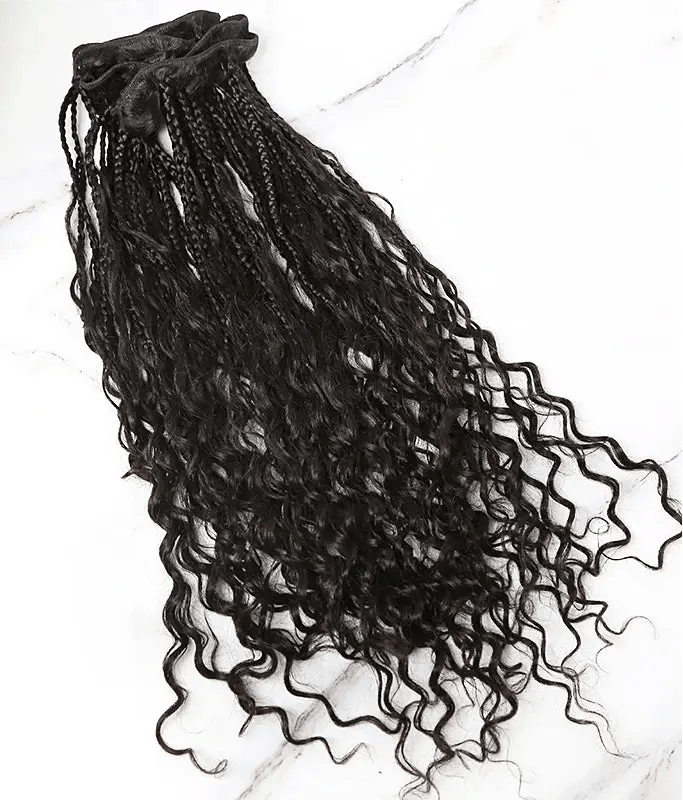 Boho Box Braid Weft Bundles :with Deep Wave Human Hair HBL Hair Extensions