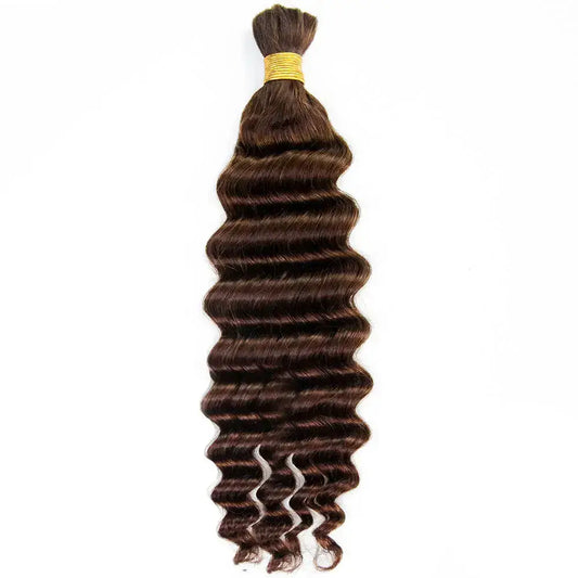 Double Drawn Brown Deep Wave Bulk Hair HBL Hair Extensions Bulk Hiar