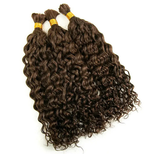 Double Drawn Brown Water Wave Bulk Hair HBL Hair Extensions Bulk Hiar