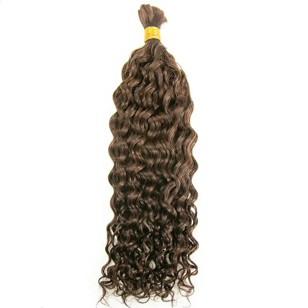 Double Drawn Brown Water Wave Bulk Hair HBL Hair Extensions Bulk Hiar