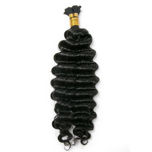 Double Drawn Bulk Pre-Divided Deep Wave HBL Hair Extensions Bulk Hiar