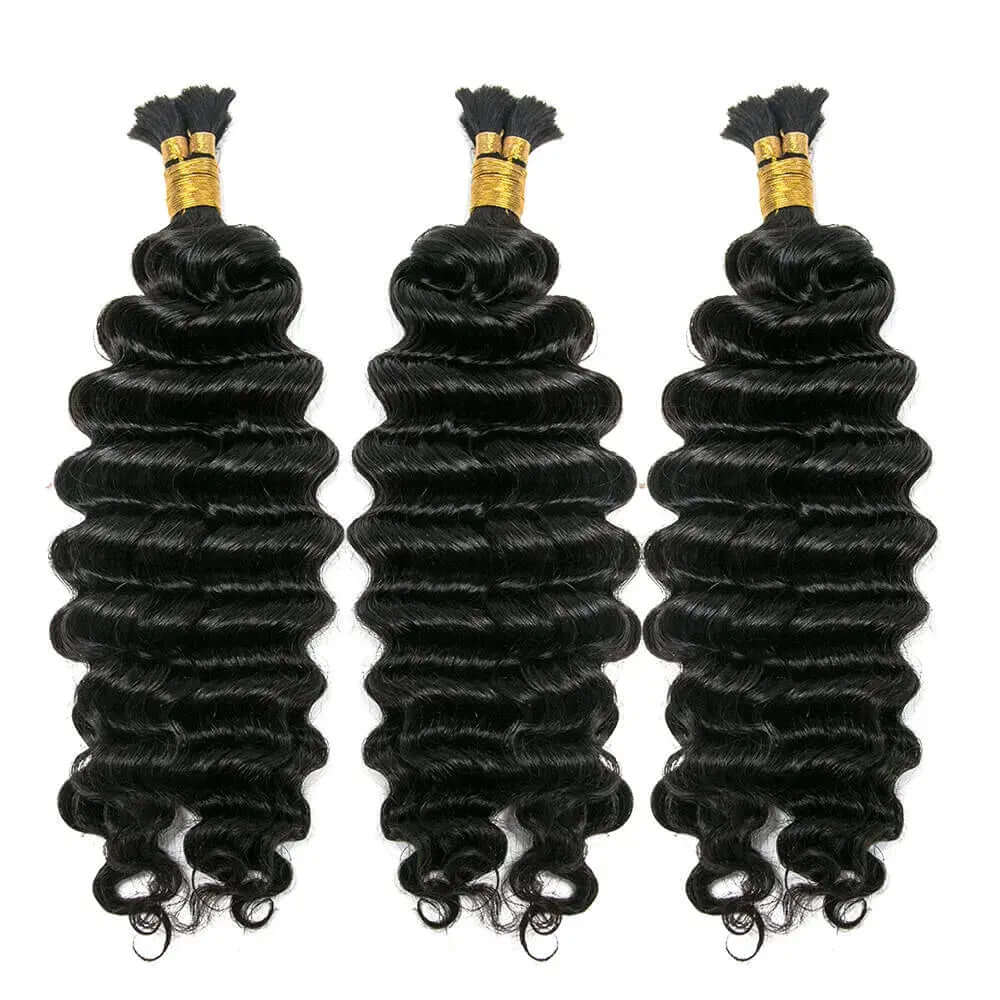 Double Drawn Bulk Pre-Divided Deep Wave HBL Hair Extensions Bulk Hiar