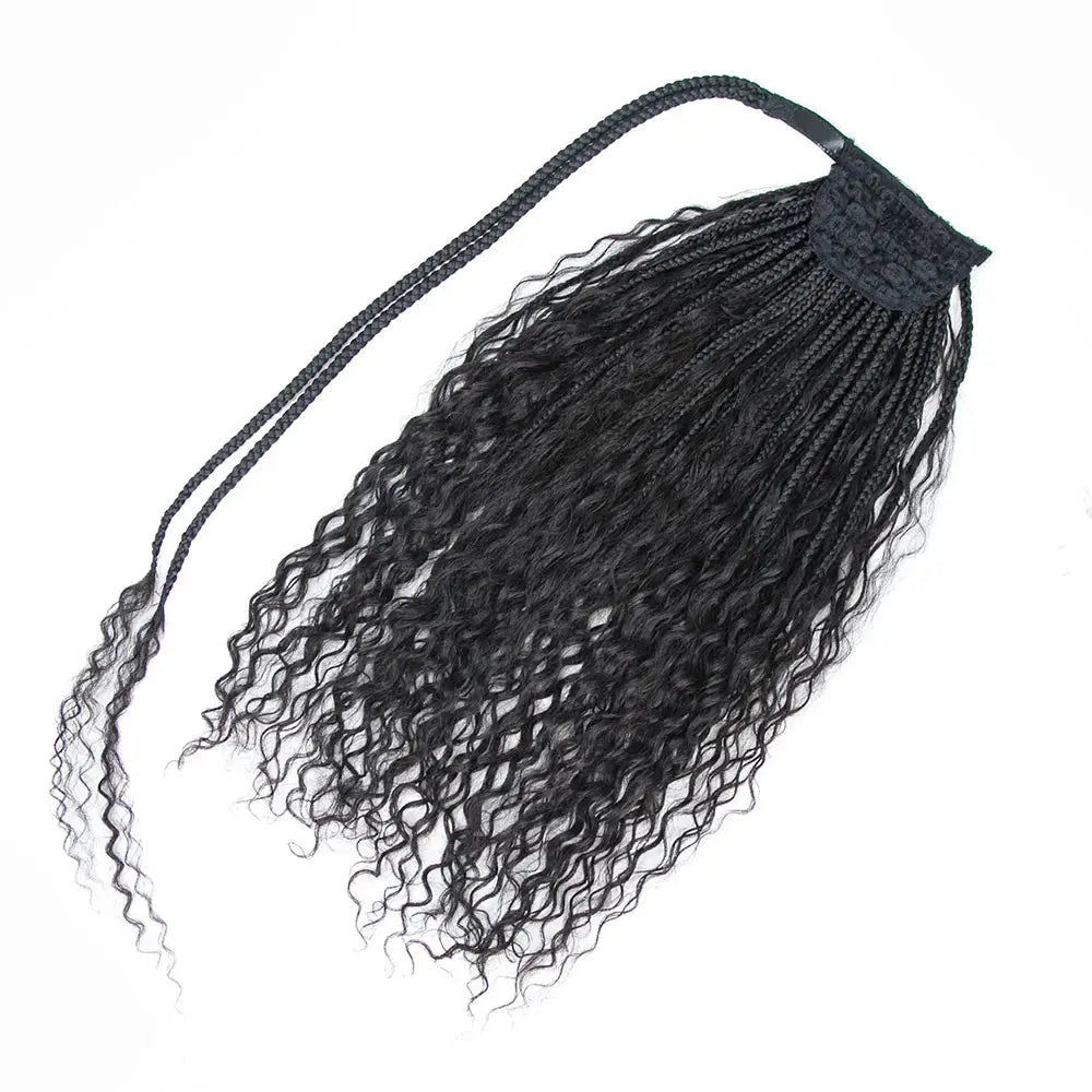 Goddess Boho Braids Ponytail With Human Hair Curls - HBL Hair Extensions