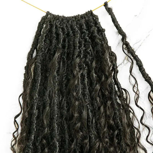 Pre-Looped Crochet Boho Faux Locs With Human Hair HBL Hair Extensions