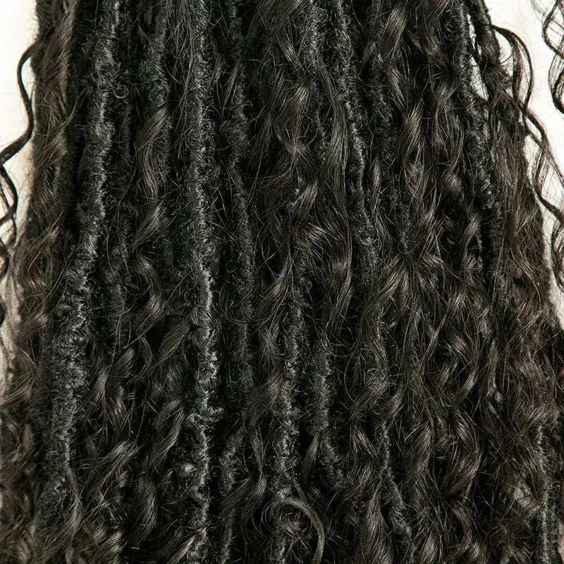 Pre-Looped Crochet Boho Faux Locs With Human Hair HBL Hair Extensions
