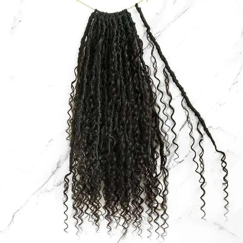 Pre-Looped Crochet Boho Faux Locs With Human Hair HBL Hair Extensions