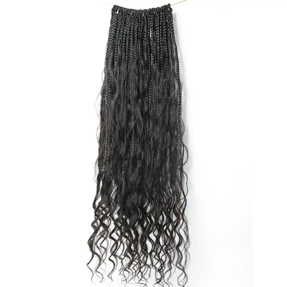 Pre-Looped Crochet Mermaid Boho Box Braids With Loose Wave Human Hair HBL Hair Extensions