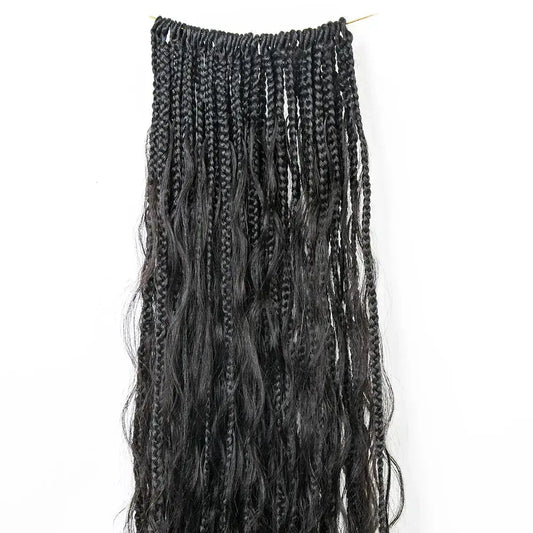 Pre-Looped Crochet Mermaid Boho Box Braids With Loose Wave Human Hair HBL Hair Extensions