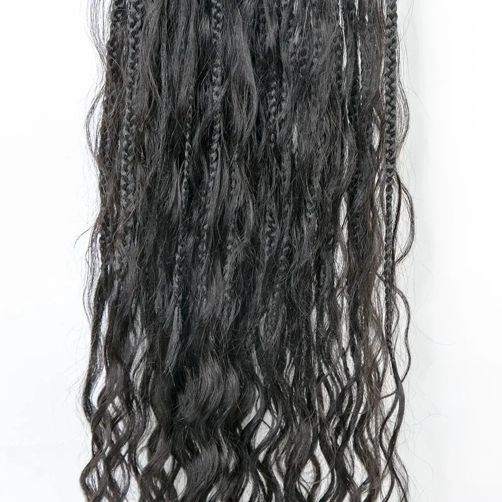 Pre-Looped Crochet Mermaid Boho Box Braids With Loose Wave Human Hair HBL Hair Extensions