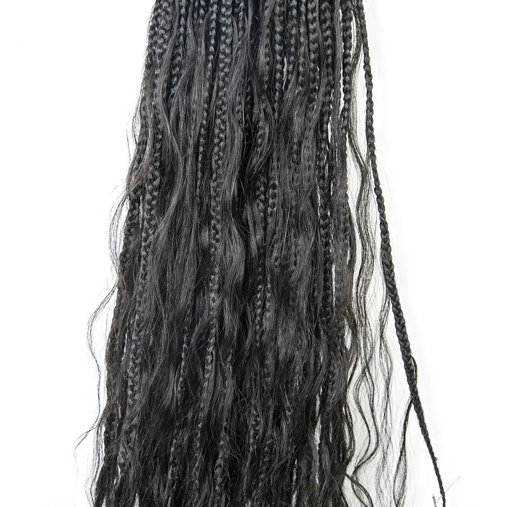 Pre-Looped Crochet Mermaid Boho Box Braids With Loose Wave Human Hair HBL Hair Extensions