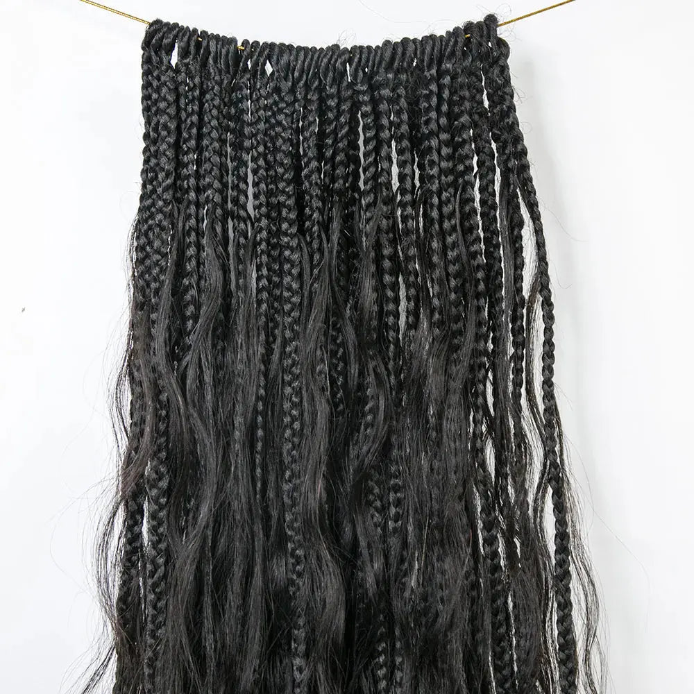 Pre-Looped Crochet Mermaid Boho Box Braids With Loose Wave Human Hair HBL Hair Extensions