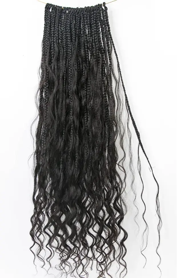 Pre-Looped Crochet Mermaid Boho Box Braids With Loose Wave Human Hair HBL Hair Extensions