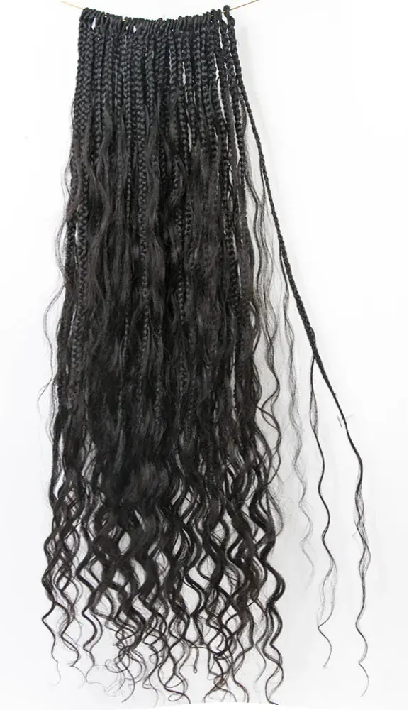 Pre-Looped Crochet Mermaid Boho Box Braids With Loose Wave Human Hair HBL Hair Extensions