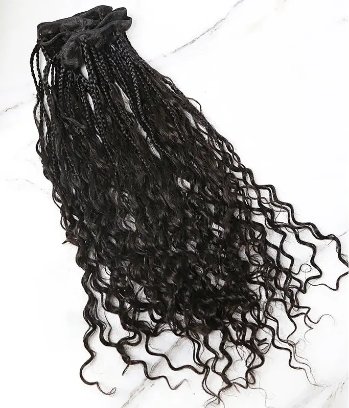 Boho Box Braid Weft Bundles :with Deep Wave Human Hair HBL Hair Extensions