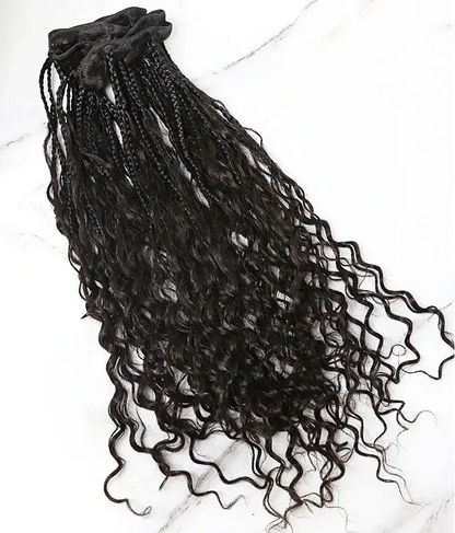 Boho Box Braid Weft Bundles :with Deep Wave Human Hair HBL Hair Extensions