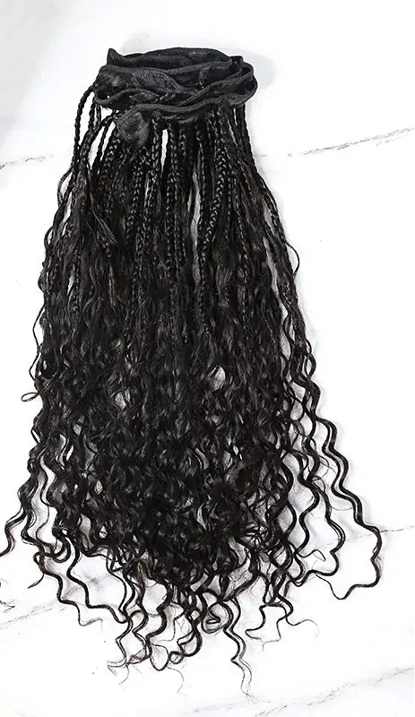 Boho Box Braid Weft Bundles :with Deep Wave Human Hair HBL Hair Extensions