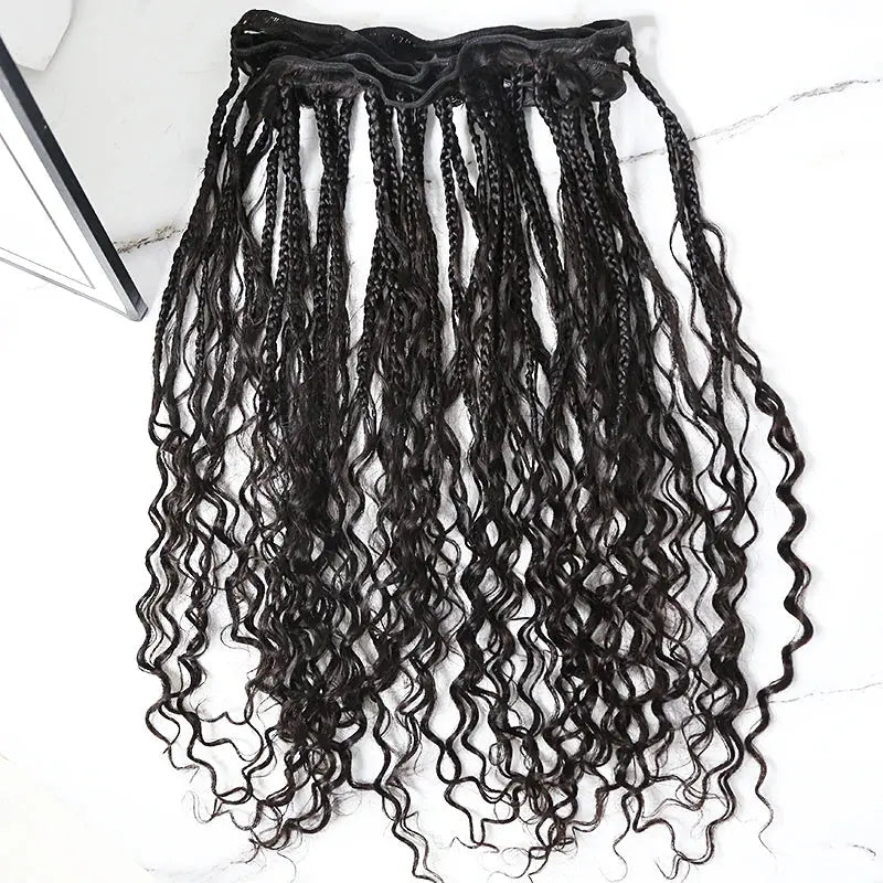 Boho Box Braid Weft Bundles :with Deep Wave Human Hair HBL Hair Extensions