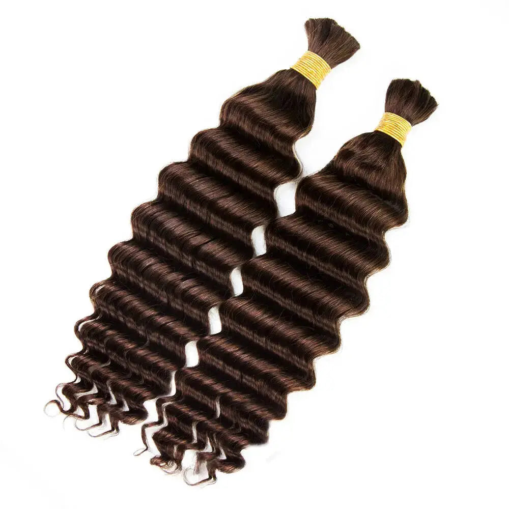 Double Drawn Brown Deep Wave Bulk Hair HBL Hair Extensions Bulk Hiar