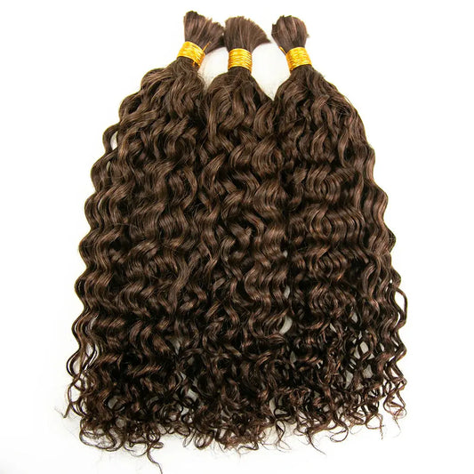 Double Drawn Brown Water Wave Bulk Hair HBL Hair Extensions Bulk Hiar