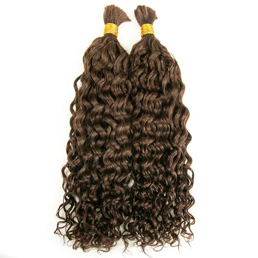 Double Drawn Brown Water Wave Bulk Hair HBL Hair Extensions Bulk Hiar