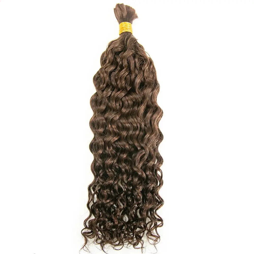 Double Drawn Brown Water Wave Bulk Hair HBL Hair Extensions Bulk Hiar