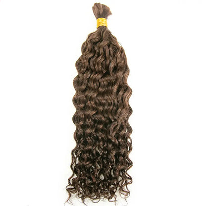 Double Drawn Brown Water Wave Bulk Hair HBL Hair Extensions Bulk Hiar