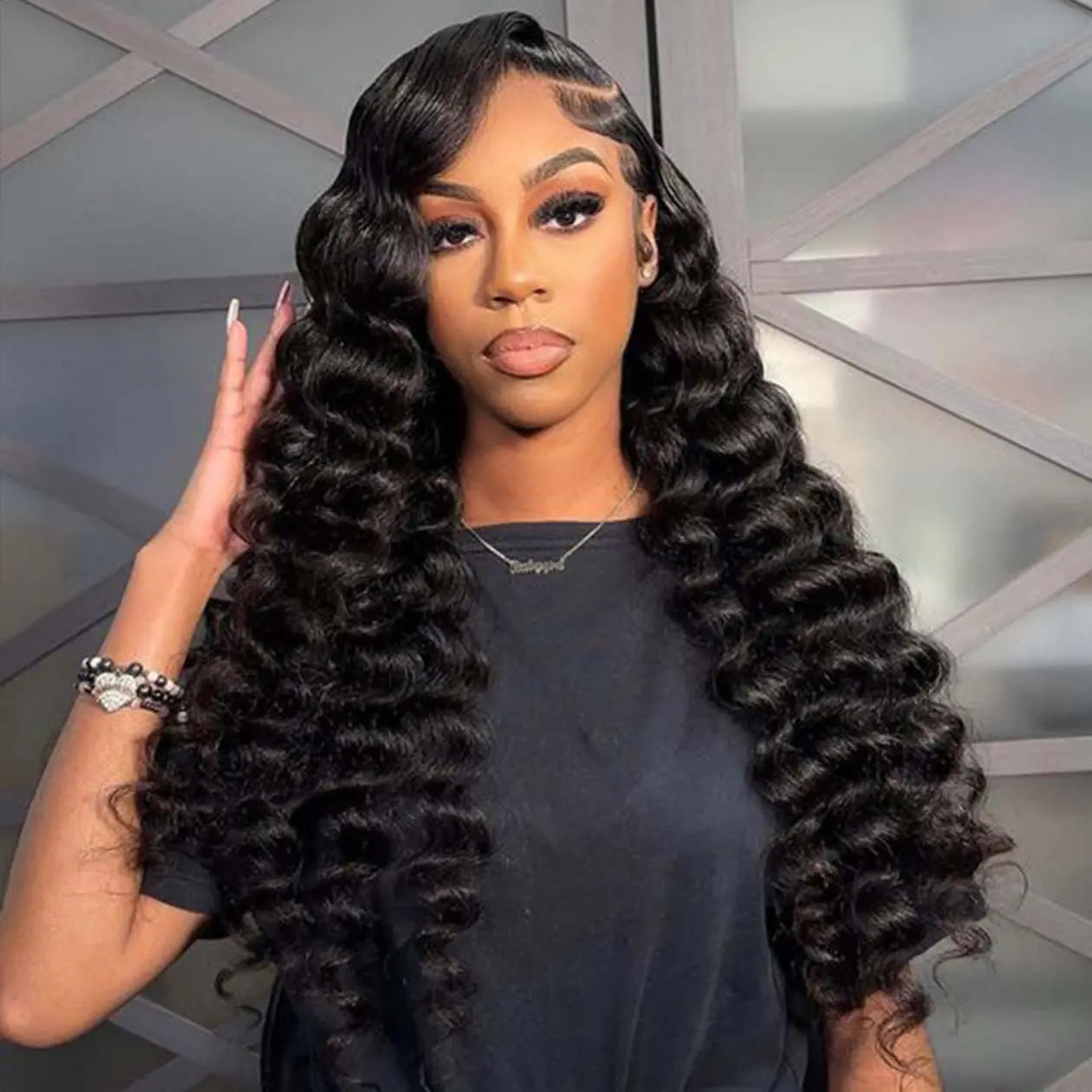 Lux Goddess Loose Deep Wave HD Lace Frontal Wig HBL Hair Extensions Wig