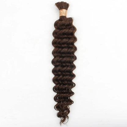 Medium Brown Deep Wave Bulk Human Hair Extensions