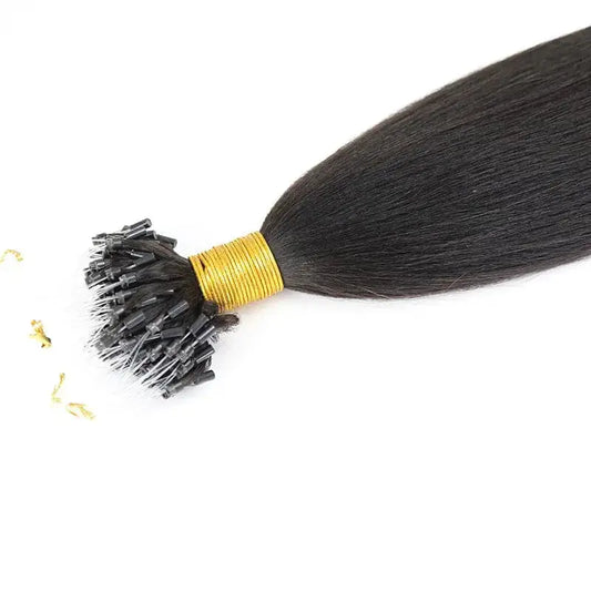 Micro Loop HAIR EXTENSION Light Yaki Straight Human Hair HBL Hair Extensions Microloop