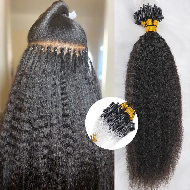 Micro Loop HAIR EXTENSION Kinky Straight Human Hair HBL Hair Extensions Microloop