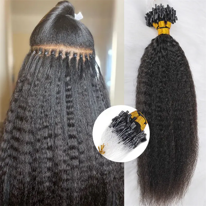 Micro Loop HAIR EXTENSION Kinky Straight Human Hair HBL Hair Extensions Microloop