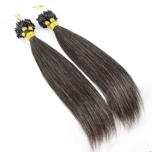 Micro Loop Salt & Pepper Silky Straight HBL Hair Extensions Microloop