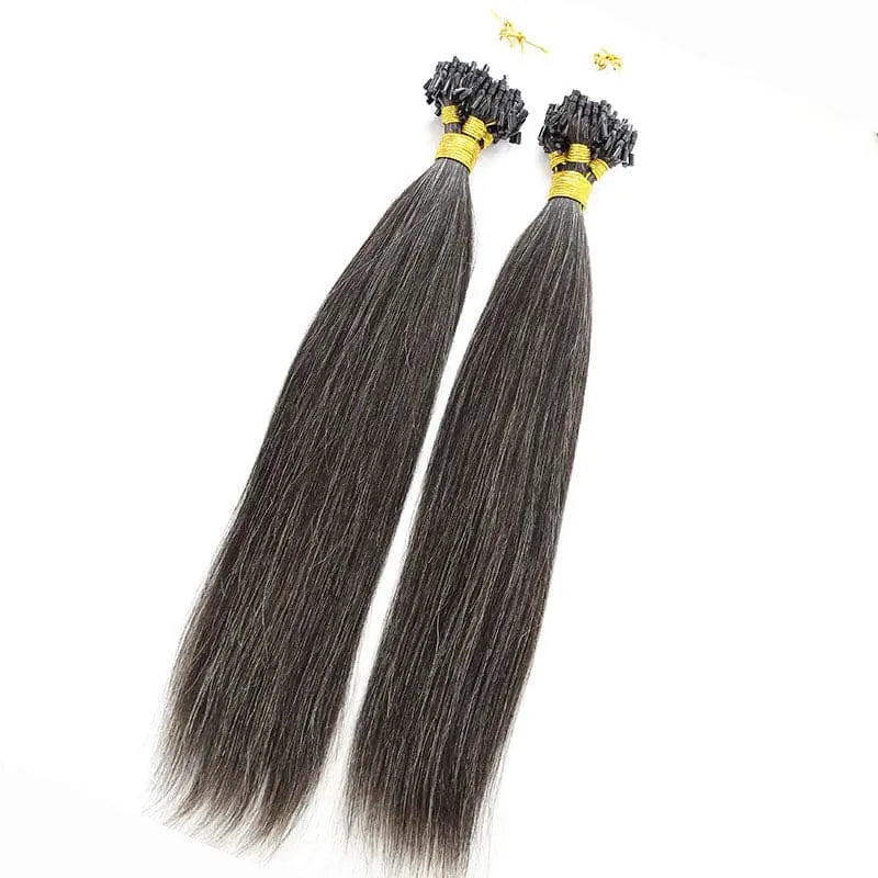 Micro Loop Salt & Pepper Silky Straight HBL Hair Extensions Microloop