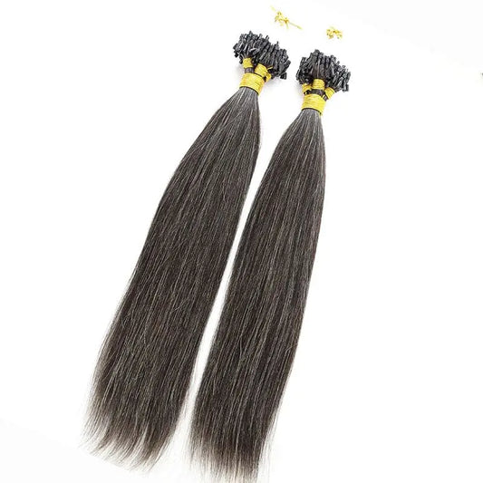 Micro Loop Salt & Pepper Silky Straight HBL Hair Extensions Microloop