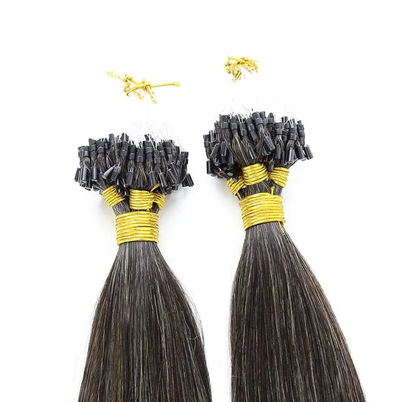 Micro Loop Salt & Pepper Silky Straight HBL Hair Extensions Microloop