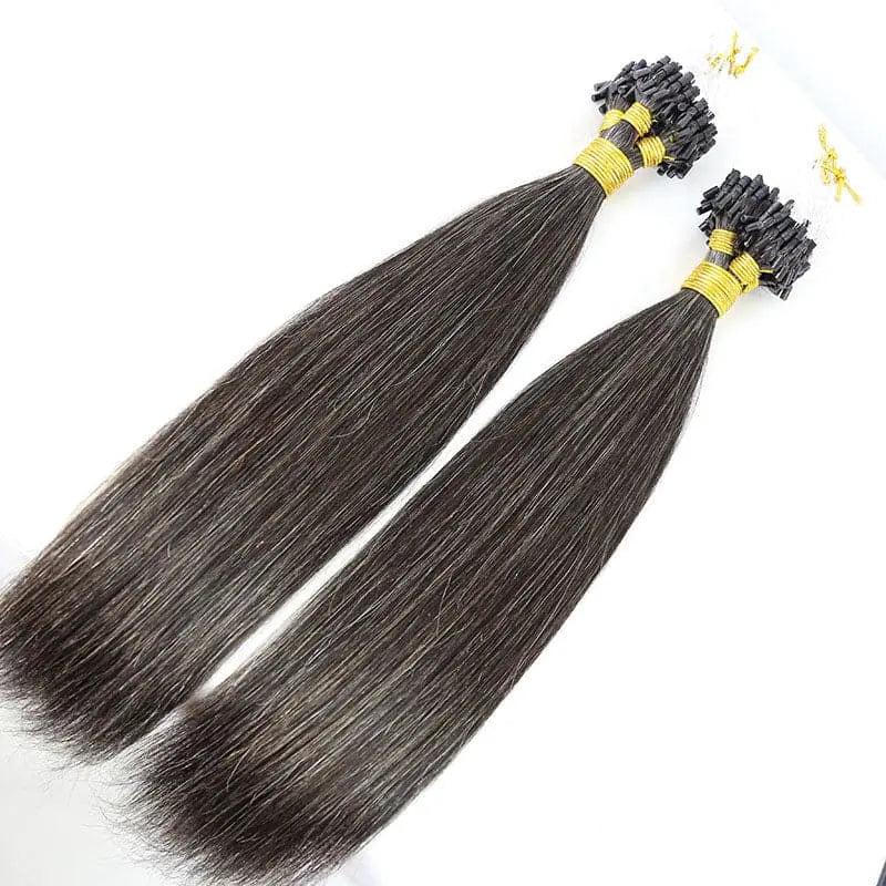 Micro Loop Salt & Pepper Silky Straight HBL Hair Extensions Microloop