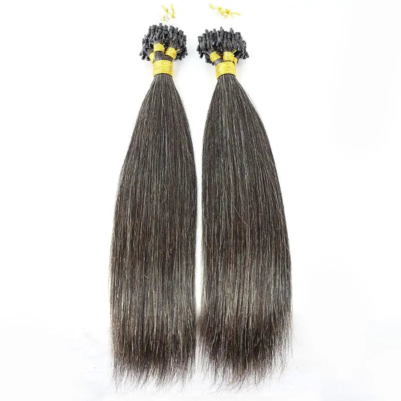 Micro Loop Salt & Pepper Silky Straight HBL Hair Extensions Microloop