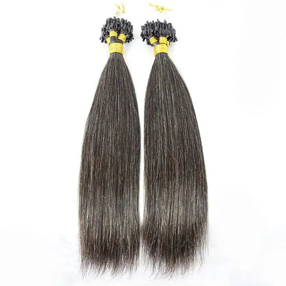 Micro Loop Salt & Pepper Silky Straight HBL Hair Extensions Microloop