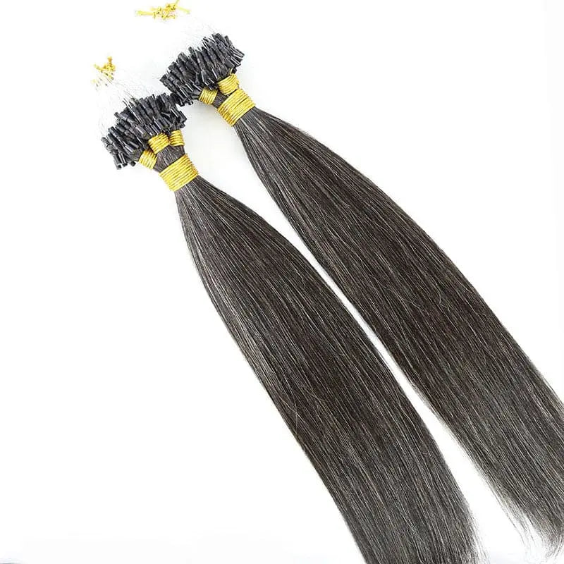 Micro Loop Salt & Pepper Silky Straight HBL Hair Extensions Microloop