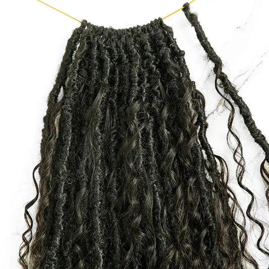 Pre-Looped Crochet Boho Faux Locs With Human Hair HBL Hair Extensions
