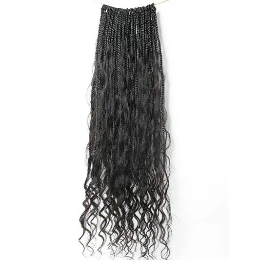 Pre-Looped Crochet Mermaid Boho Box Braids With Loose Wave Human Hair HBL Hair Extensions