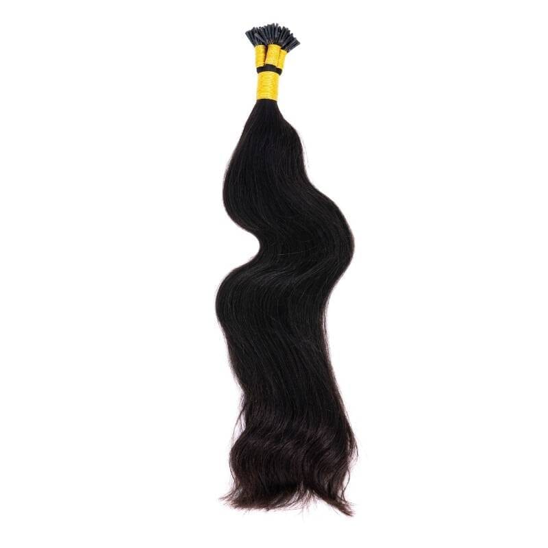 Indian Wavy Natural Black I-Tip HBL Hair Extensions 