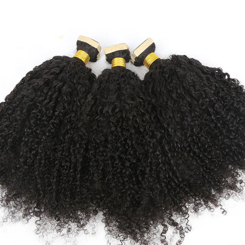 Multi Texture Kinky Curly Tape in HBL Hair Extensions 16 Natural 
