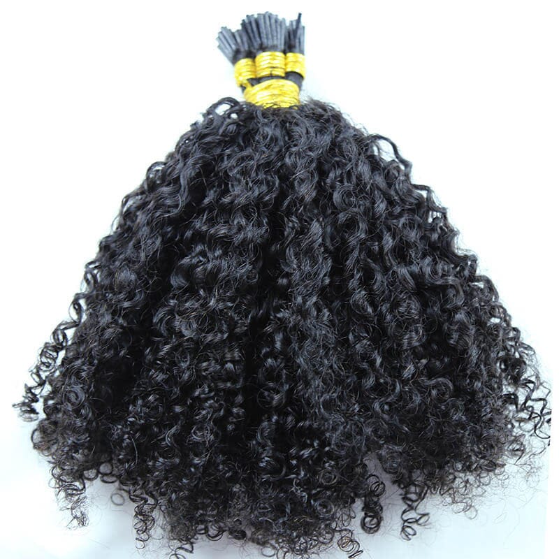 Multi-Textured Kinky Curly I Tip HBL Hair Extensions 18” 