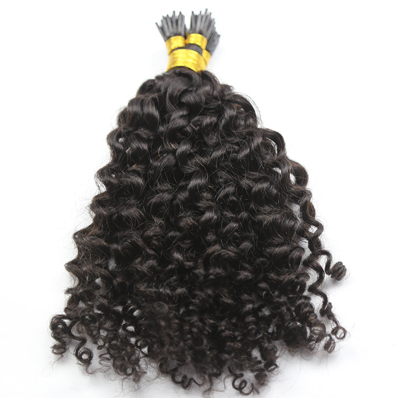 Virgin Curly I Tip HBL Hair Extensions 14” 